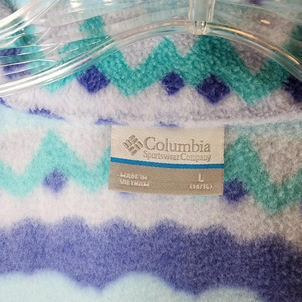 Columbia‎ Kids Fleece Jacket Youth Large 14/16 Blue ZigZig Full Zip Nice!
